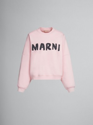 Marni Bio βαμβακερα Sweatshirt With Marni Print ροζ | GRICD41284