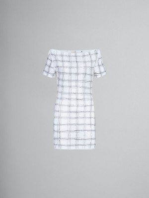 Marni Bio βαμβακερα Top With Irregular Checked Print ασπρα | GRNZX78063