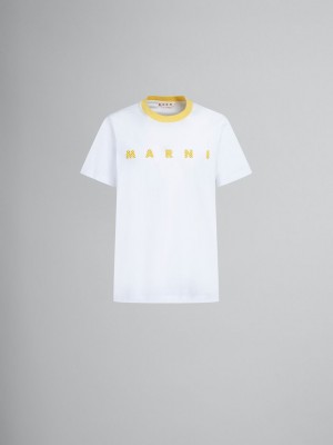 Marni Bio βαμβακερα T-shirt With Polka-dot Logo ασπρα | GRNEJ90560
