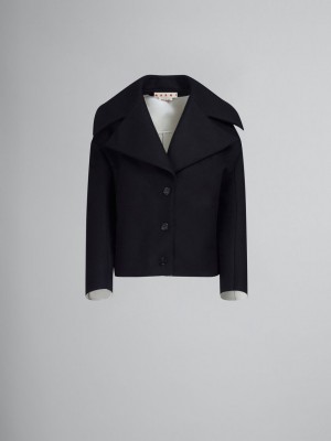 Marni Bonded Μαλλί And Felt Cocoon Jacket μαυρα | TGRPQ81747