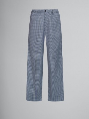 Marni Compact Μαλλί Pants With Checked Motif μπλε | DGRKV19292