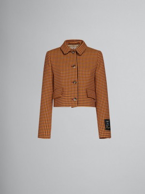 Marni Cropped Checked Jacket πορτοκαλι μπορντο | MGRHR19427