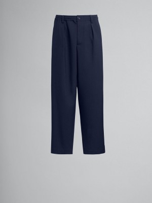 Marni Cropped Trousers In Tropical Μαλλί μπλε | GRNZX49164