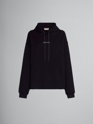 Marni Hoodie In Bio βαμβακερα With Raw Cut Hem μαυρα | AGRDF58484