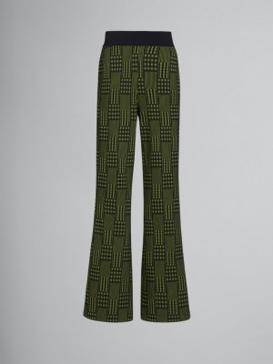 Marni Jersey Trousers With Checks And Stripes πρασινο | EGRHC76836