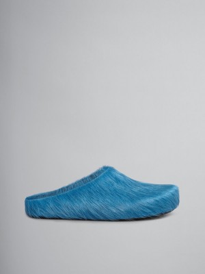 Marni Long Hair Calfskin Fussbett Sabot μπλε | XGRBH71447