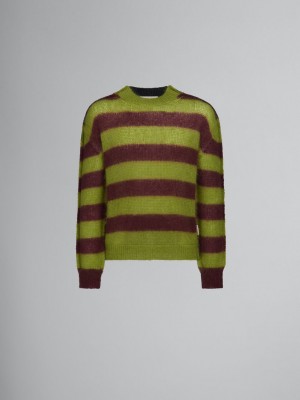 Marni Mohair And Μαλλί πουλοβερ With Multicolour Stripes καφε πρασινο | GRJZR74557