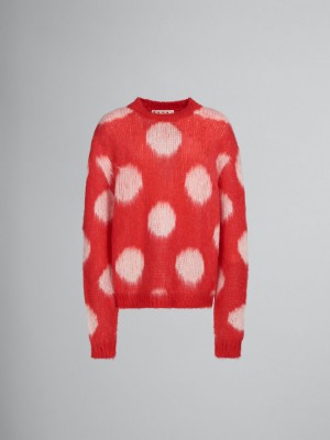 Marni Mohair Jumper With Maxi Polka Dots κοκκινα | GREAH88151
