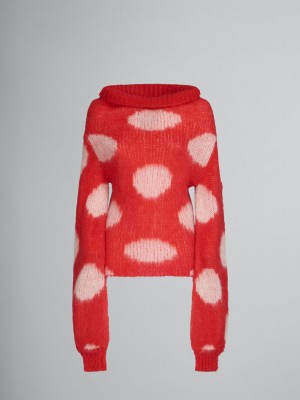 Marni Mohair Βάρκας-neck Jumper With Polka Dots κοκκινα | MGRHR74733
