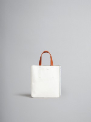 Marni Museo Soft Mini Bag δερματινα ασπρα ανοιχτο μπλε πορτοκαλι | GRJKU51206