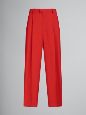 Marni Tropical Μαλλί Tailored Trousers κοκκινα | GGREC66512