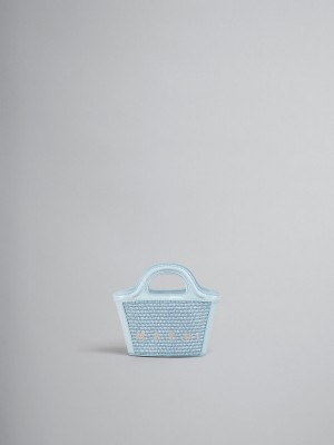 Marni Tropicalia Micro Bag δερματινα And Raffia ανοιχτο μπλε | GRNZX23440