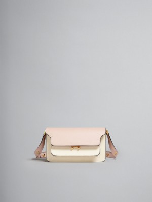 Marni Trunk Bag E/W δερματινα ροζ ασπρα | GREAH86379