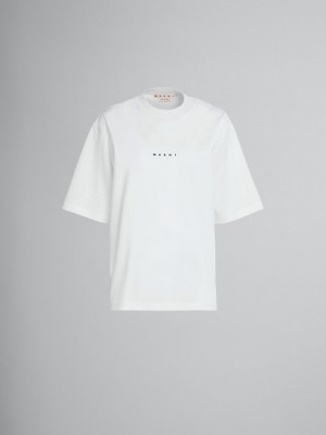 Marni T-shirt In White Bio βαμβακερα With Logo ασπρα | EGRVG29000