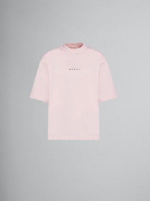 Marni T-shirt With Logo Print ροζ | XGRGW30959