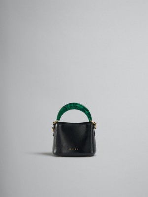 Marni Venice Mini Bucket Bag λουστρινι δερματινα μαυρα | BGRSD29761