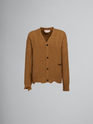 Marni Virgin Μαλλί Cardigan With Nibbled Hem καφε | GRJKU16048