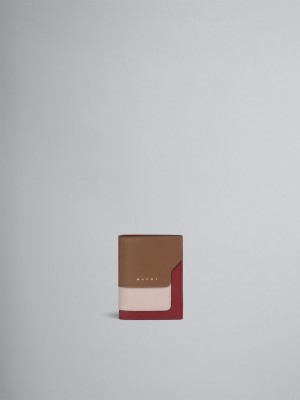 Marni δερματινα Bi-fold Wallet καφε ροζ μπορντο | GRDYB17679