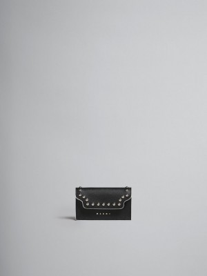 Marni δερματινα Business Card Case With Studs μαυρα | ZGRMJ92468