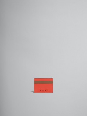 Marni δερματινα Card Case πορτοκαλι καφε | GRJZR93467