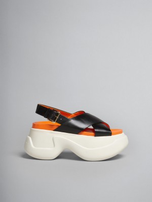 Marni δερματινα Criss-cross Aras 23 Sandal μαυρα | QGRWA54166