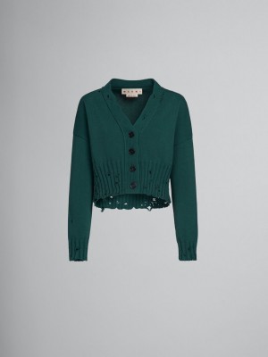 Marni βαμβακερα Cropped Cardigan πρασινο | GRXMI14654