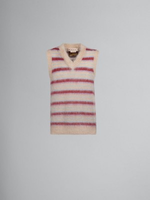 Marni Ριγέ Mohair Vest κρέμα | EGRVG75471