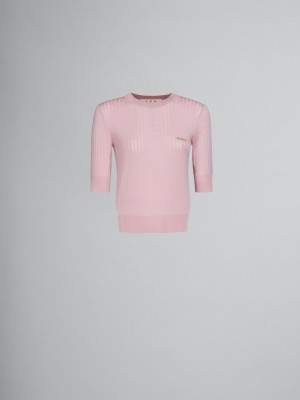 Marni Πλευρωτός Μαλλί And Silk Jumper ροζ | YGRGT16348