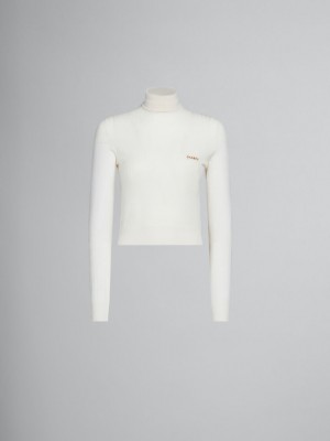 Marni Πλευρωτός Μαλλί And Silk Turtleneck Top ασπρα | GRNZX39854