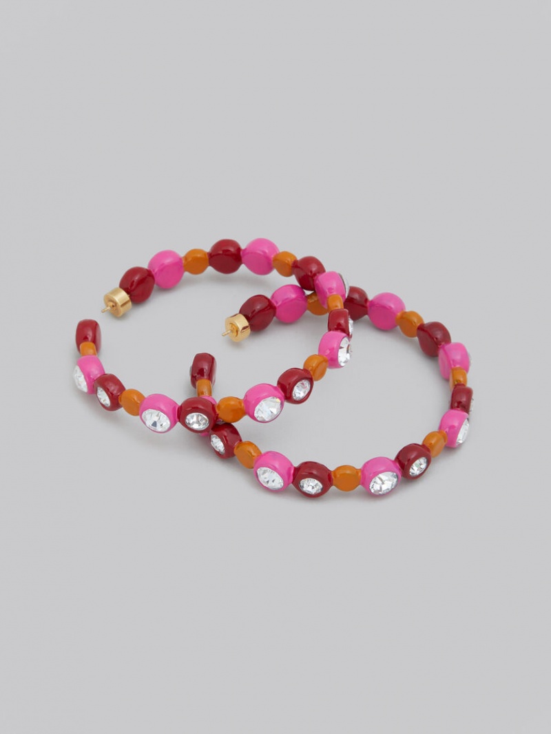 Marni Bezel-set Rhinestone Resin Hoop ροζ | EGRVG26666