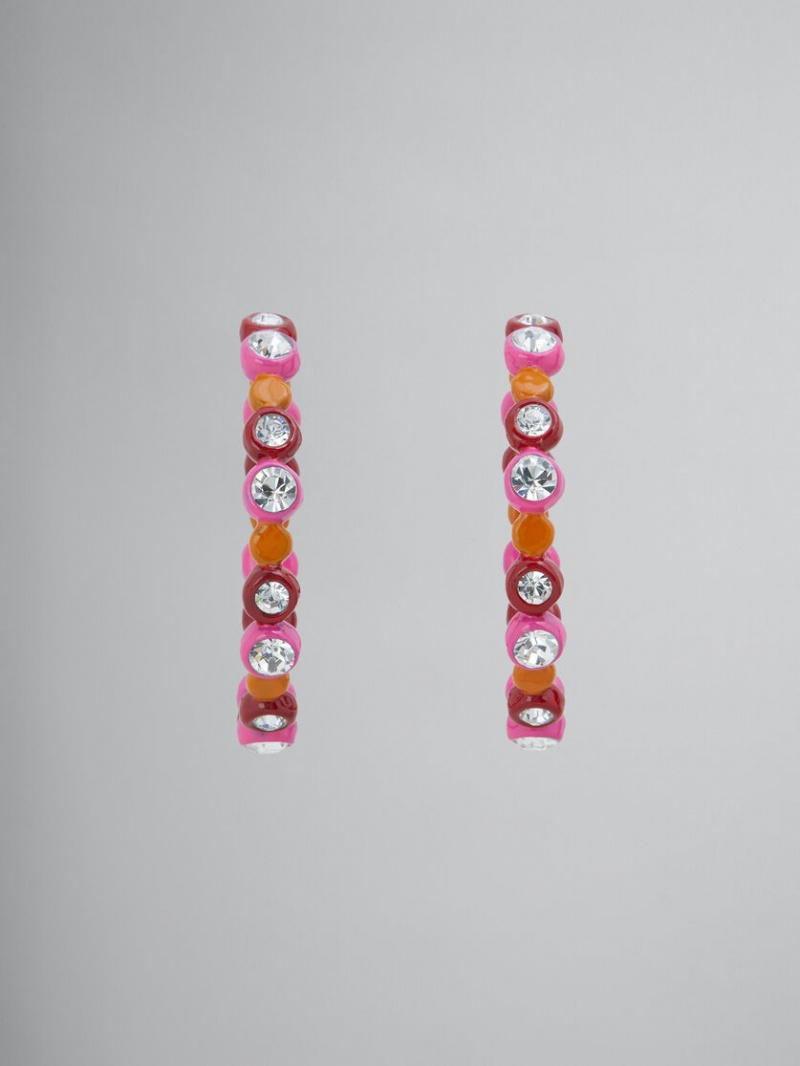 Marni Bezel-set Rhinestone Resin Hoop ροζ | EGRVG26666
