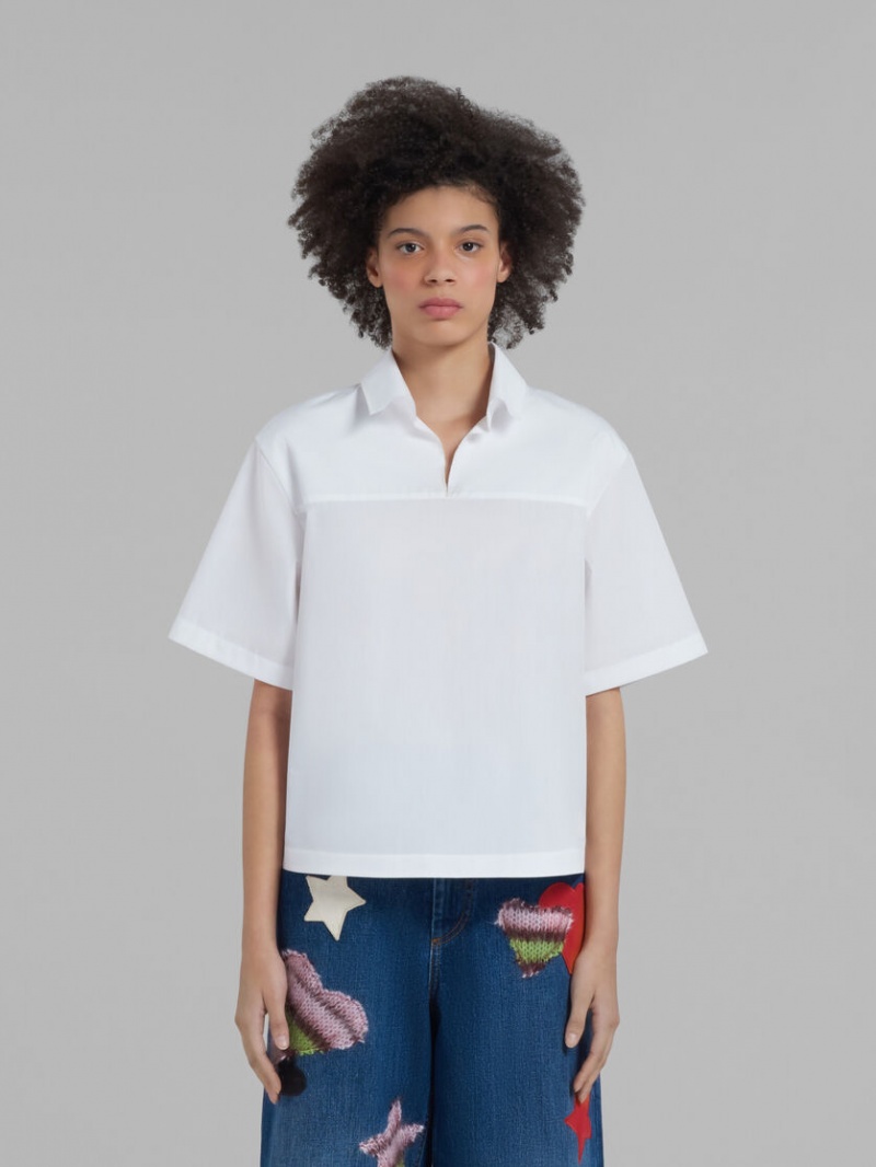 Marni Bio Poplin Blouse With Polo Back ασπρα | GRZDE75757