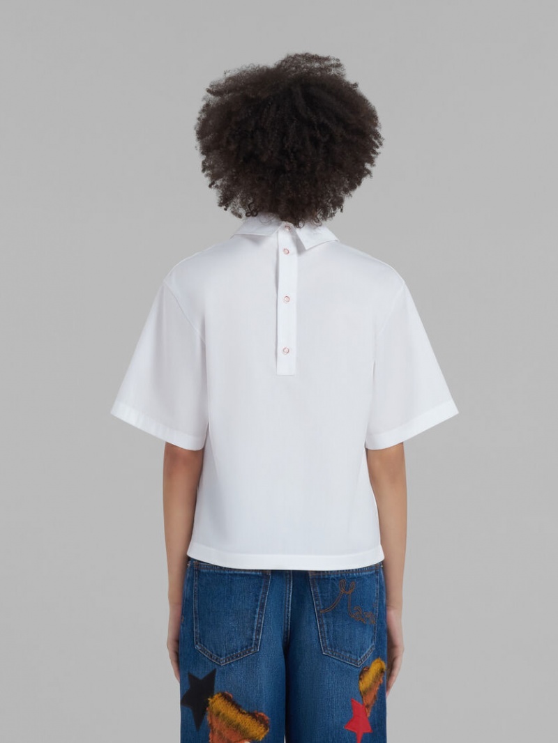 Marni Bio Poplin Blouse With Polo Back ασπρα | GRZDE75757