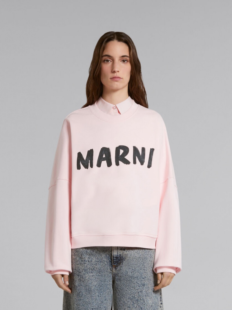 Marni Bio βαμβακερα Sweatshirt With Marni Print ροζ | GRICD41284