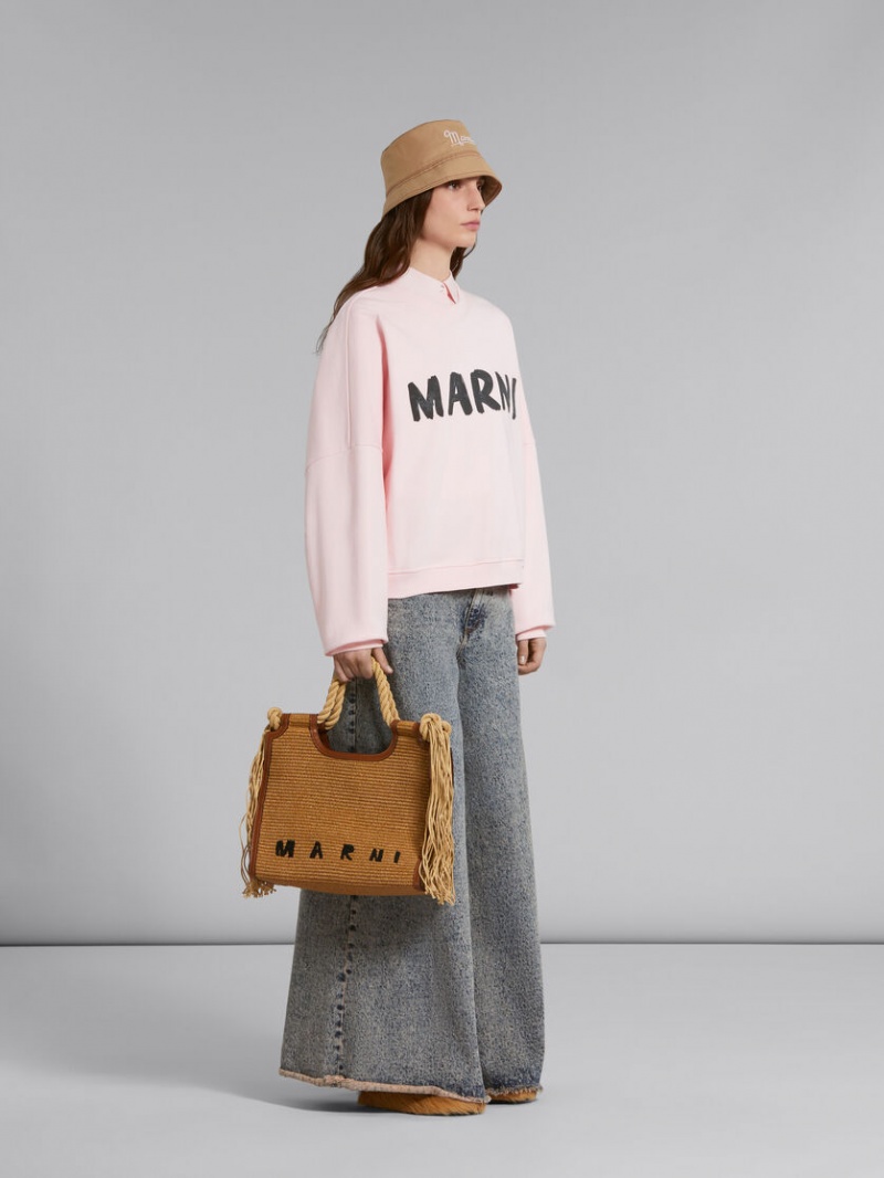 Marni Bio βαμβακερα Sweatshirt With Marni Print ροζ | GRICD41284