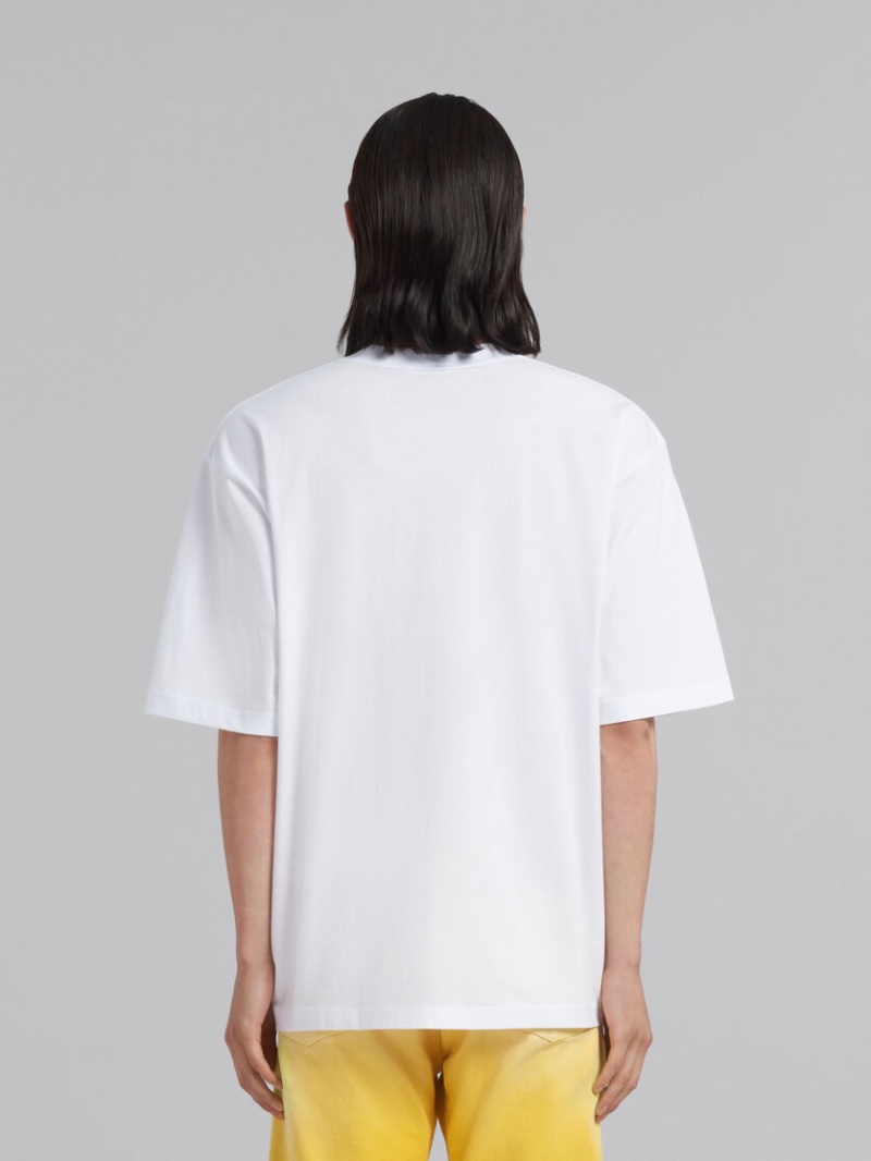Marni Bio βαμβακερα T-shirt With Circular Logo ασπρα | GRICD69141