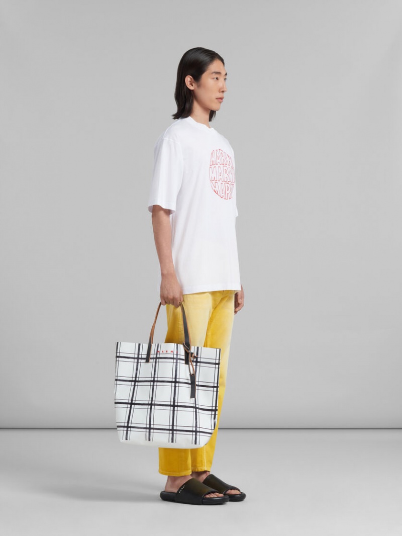 Marni Bio βαμβακερα T-shirt With Circular Logo ασπρα | GRICD69141