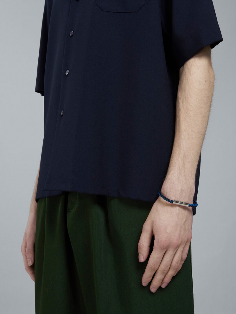 Marni Braided δερματινα Bracelet μαυρα μπλε | GRZPD84256