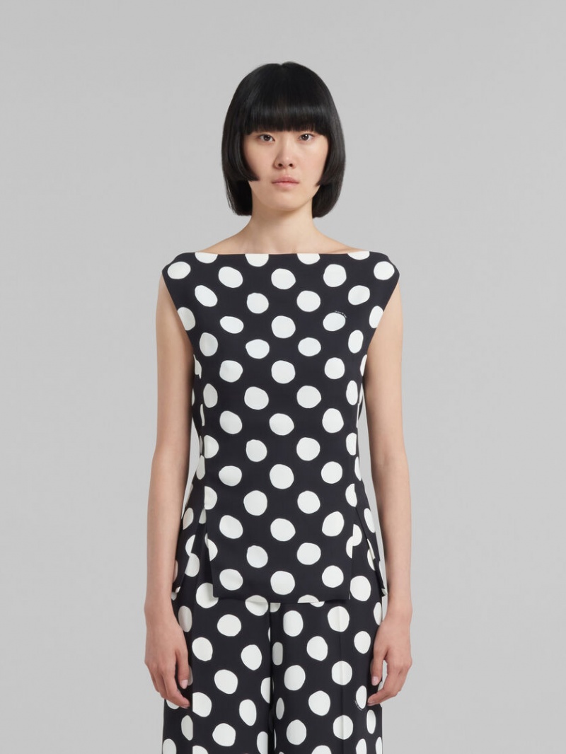 Marni Cady Βάρκας-neck Top With Polka Dots μαυρα | UGRND29890
