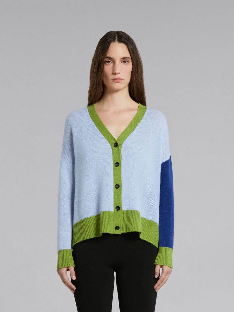 Marni Colour-block Cashmere Cardigan μπλε | LGRSX77496