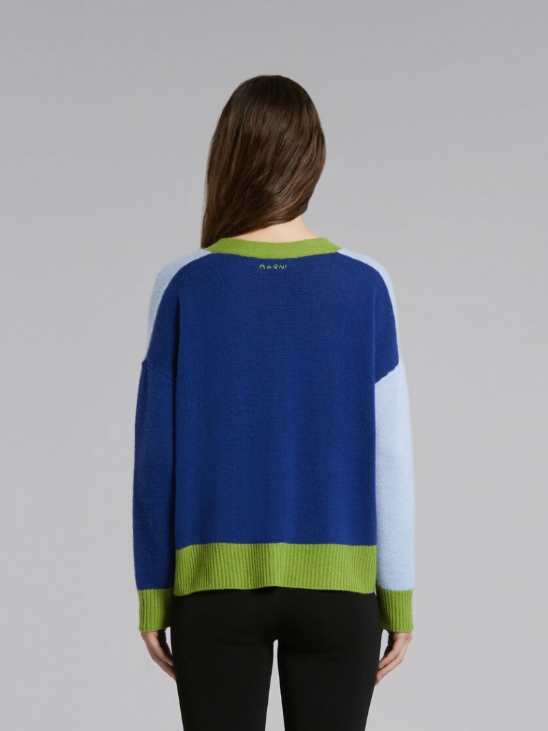 Marni Colour-block Cashmere Cardigan μπλε | LGRSX77496