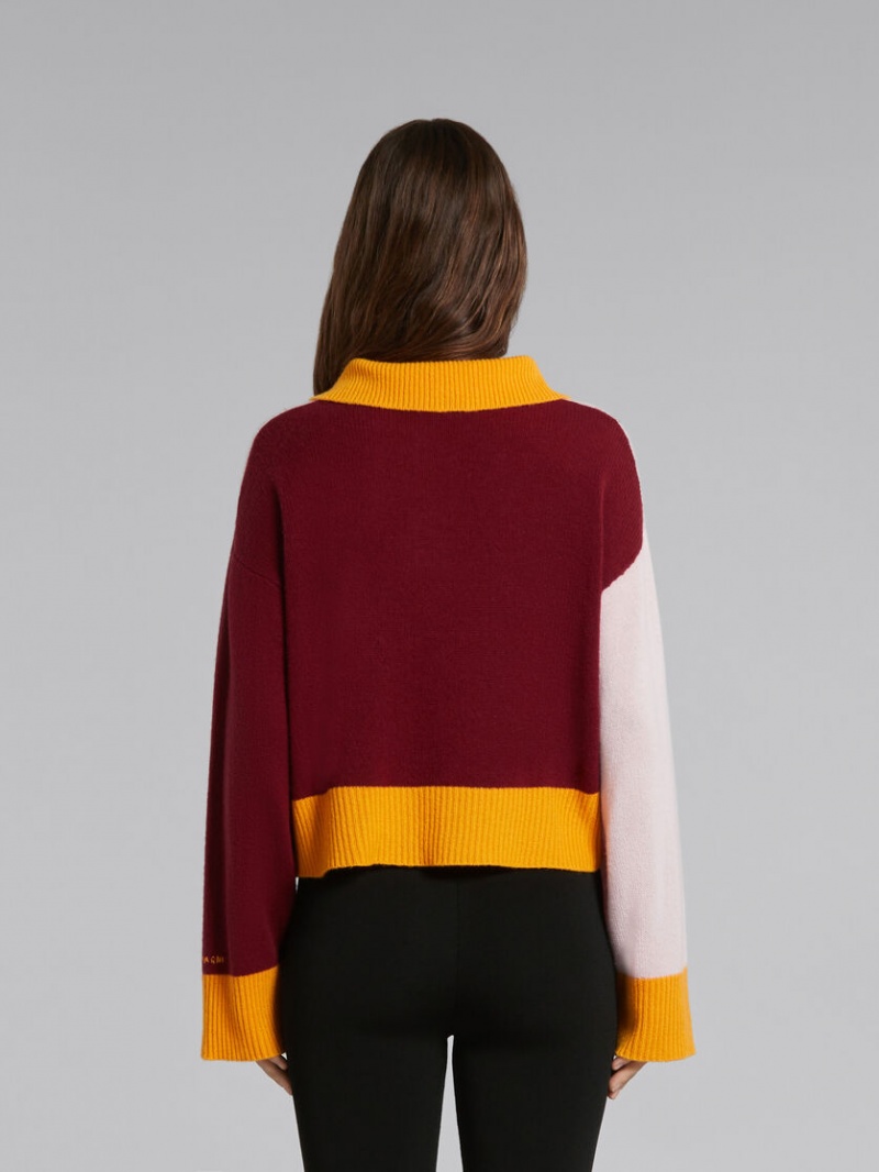 Marni Colour-block Cashmere Polo Jumper ροζ | GRZPD14566