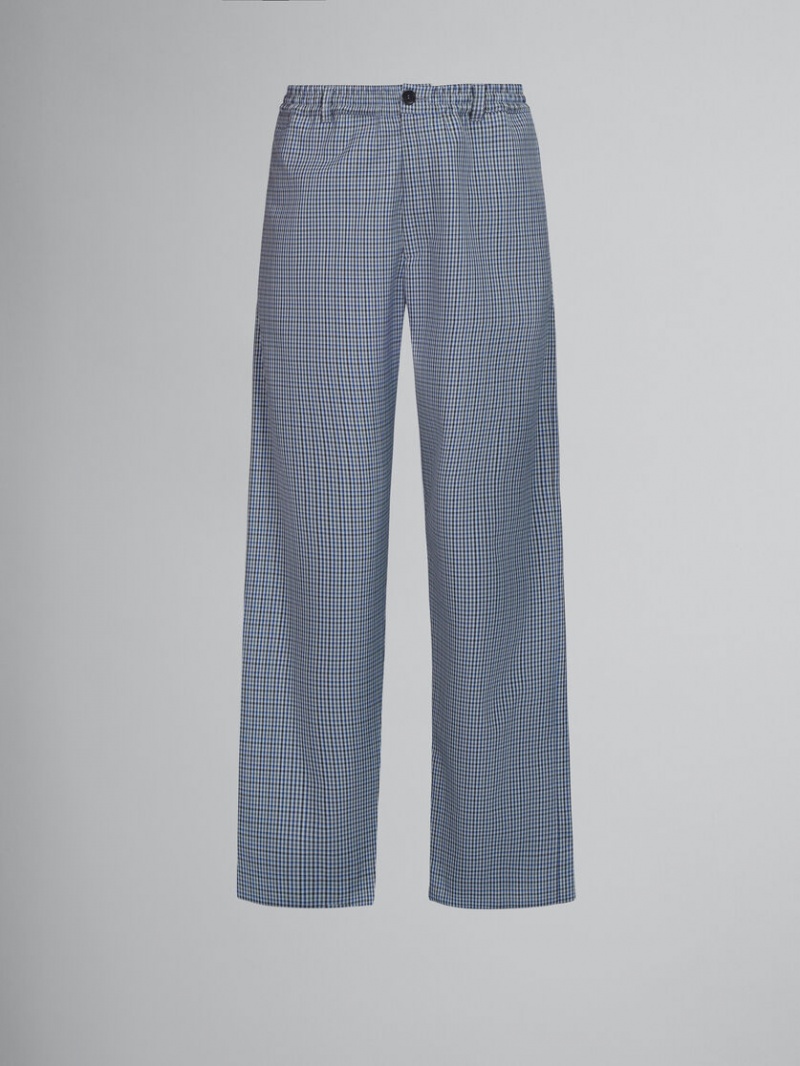 Marni Compact Μαλλί Pants With Checked Motif μπλε | DGRKV19292