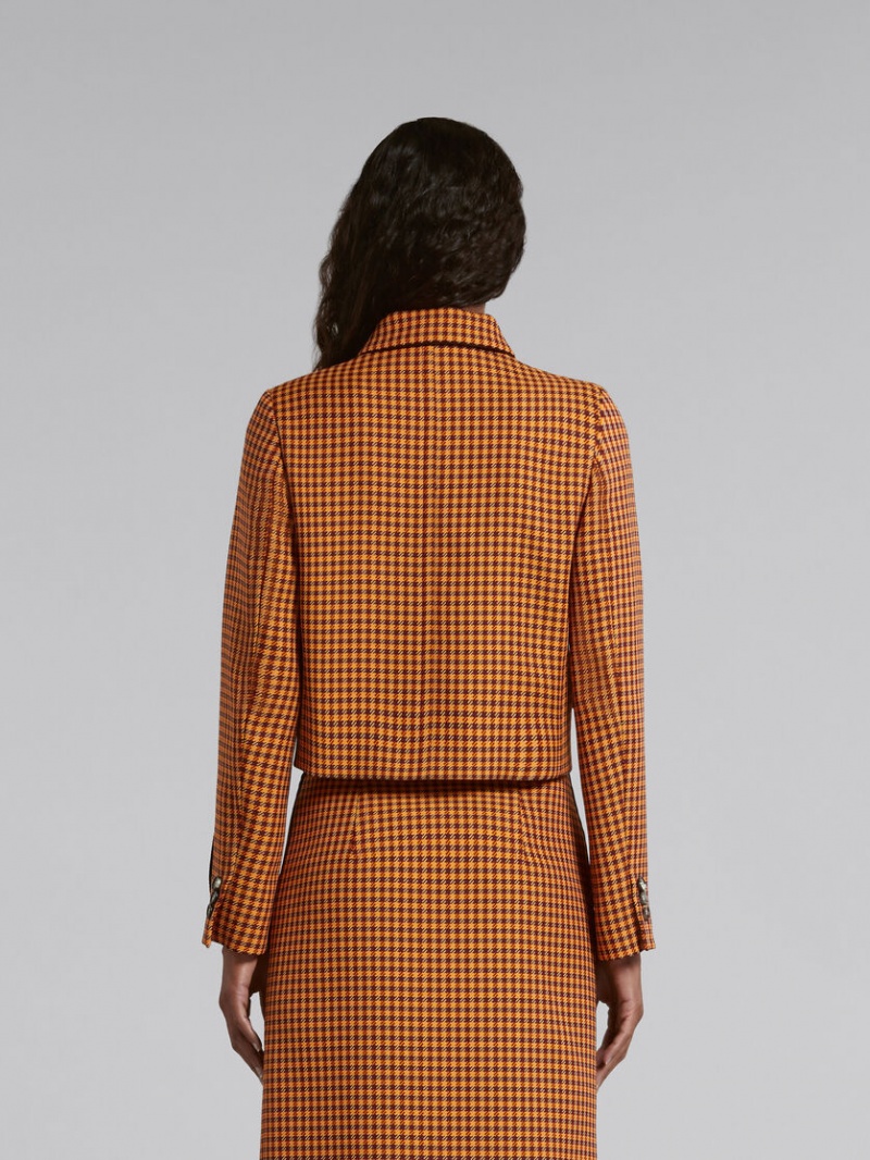 Marni Cropped Checked Jacket πορτοκαλι μπορντο | MGRHR19427