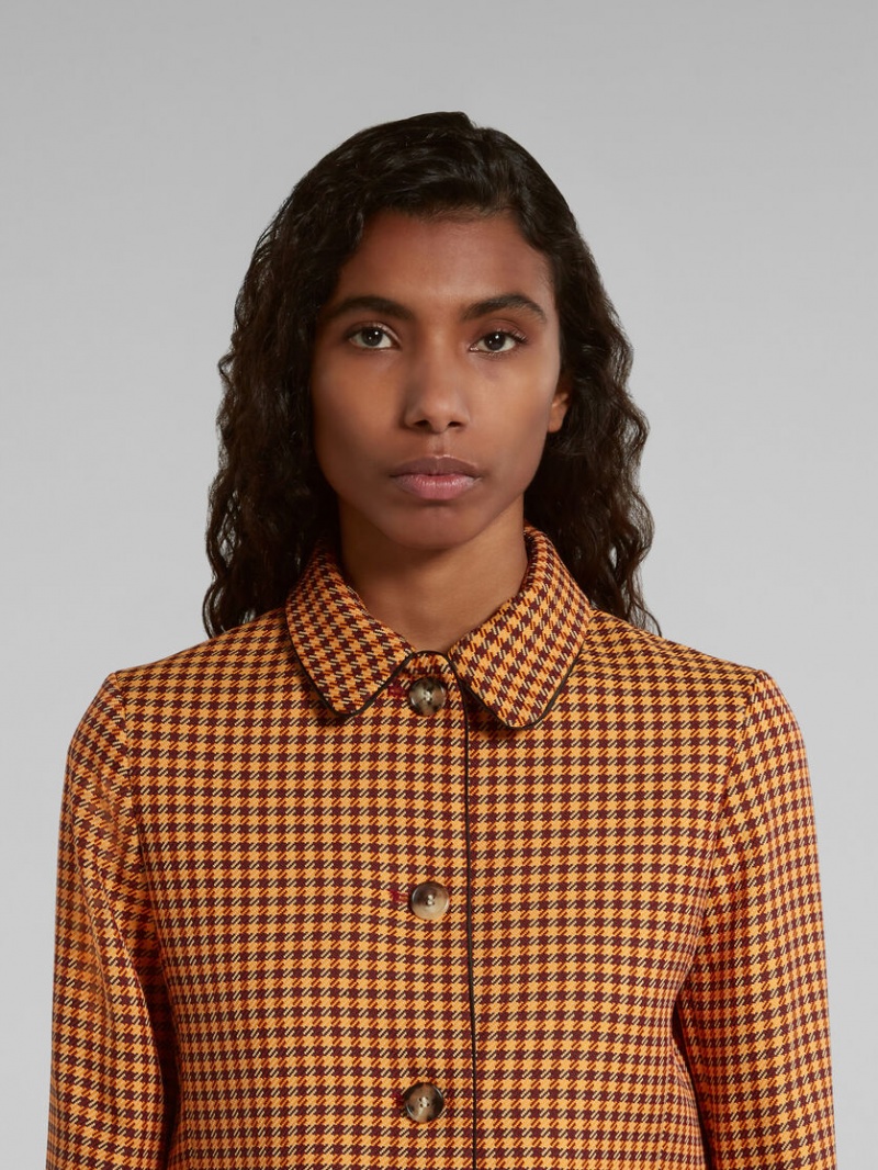 Marni Cropped Checked Jacket πορτοκαλι μπορντο | MGRHR19427