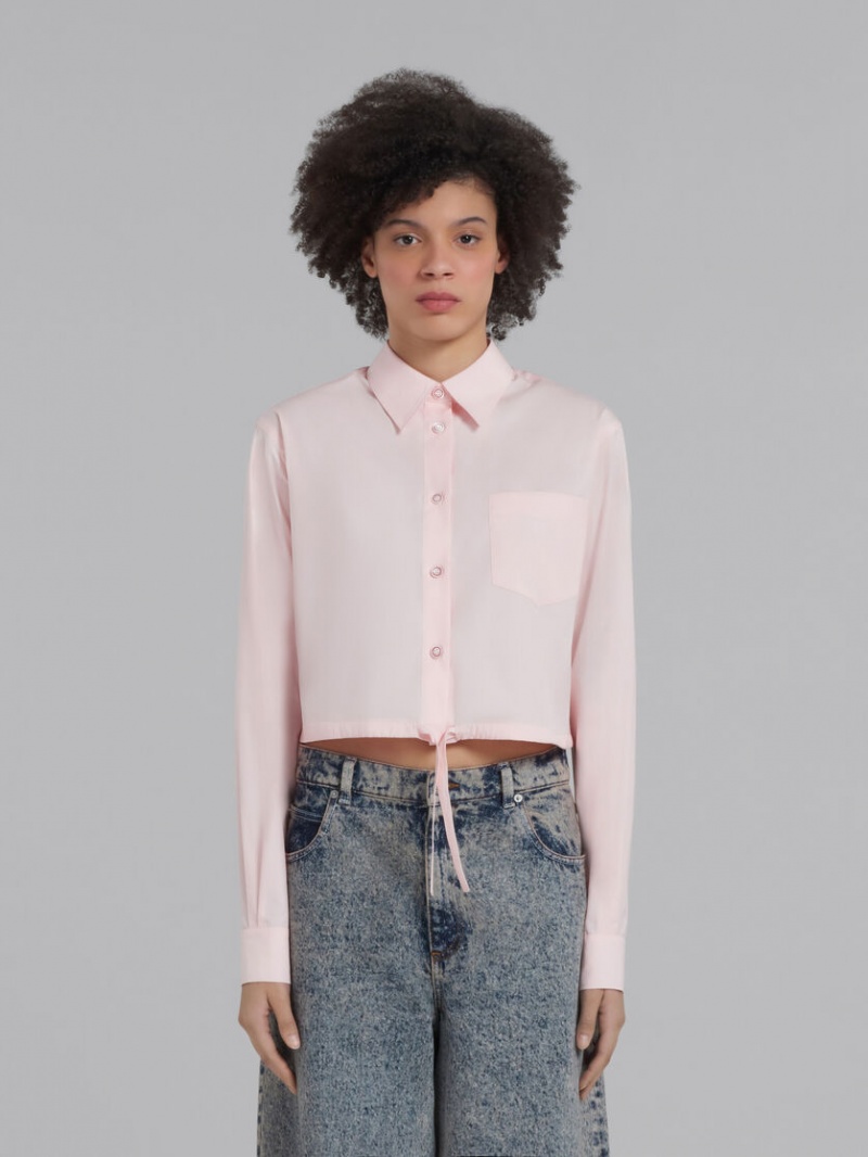Marni Cropped Shirt In Bio Poplin ροζ | AGRDF95400