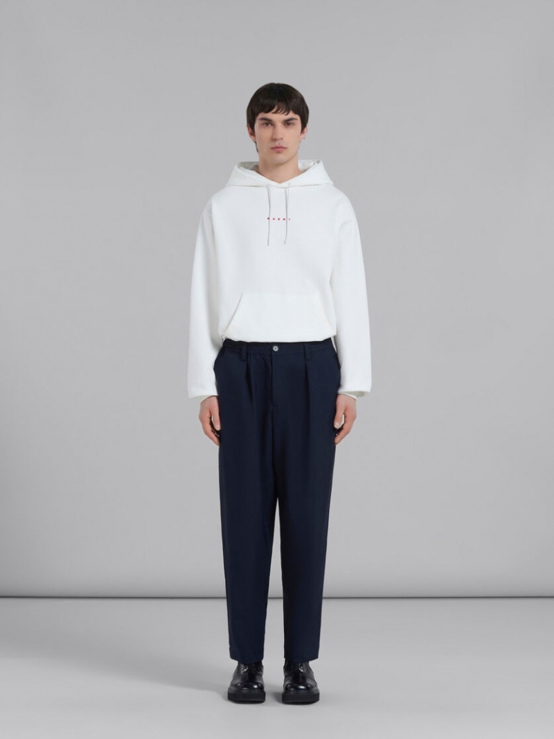 Marni Cropped Trousers In Tropical Μαλλί μπλε | GRNZX49164