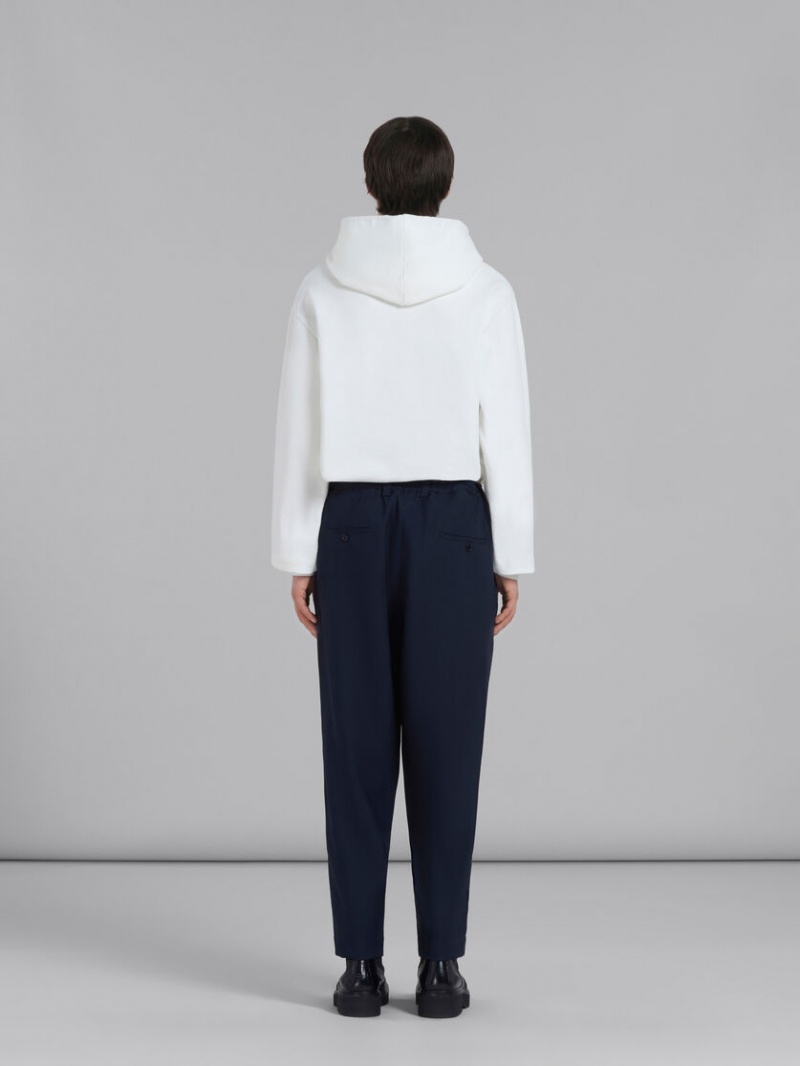 Marni Cropped Trousers In Tropical Μαλλί μπλε | GRNZX49164