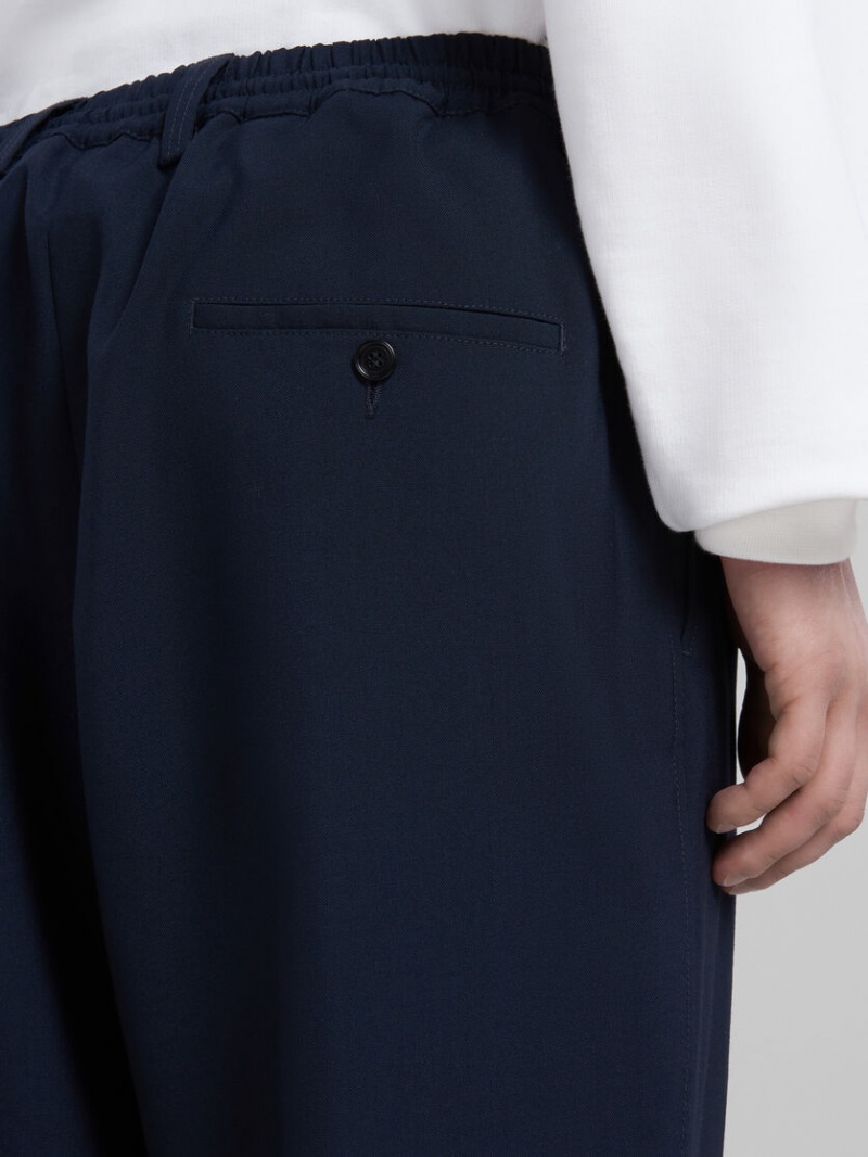Marni Cropped Trousers In Tropical Μαλλί μπλε | GRNZX49164
