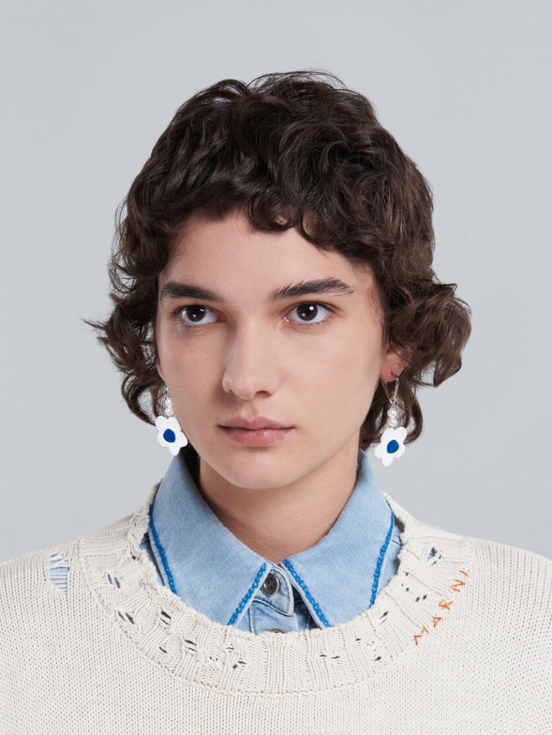 Marni Earrings With Flower ασπρα με λουλουδια | GGRUC73599